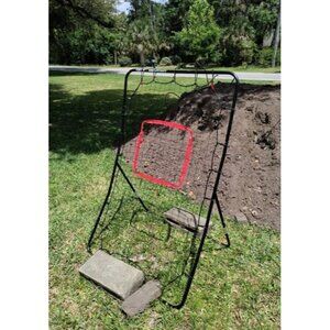 PitchBack Baseball &Softball Pitching Net and Rebounder, Black/Red, 2' 9"x 4'8"